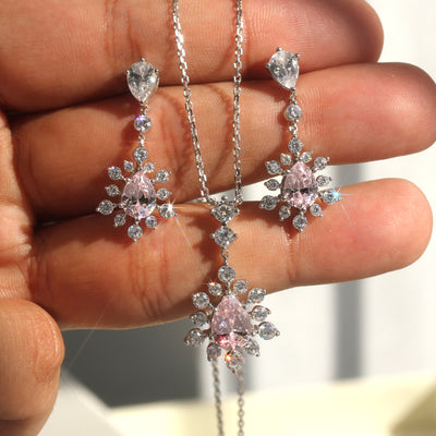 Light Pink Elegance: Teardrop Jewelry Set