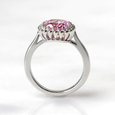 Pink Majesty Cushion Halo Ring, 2 CT
