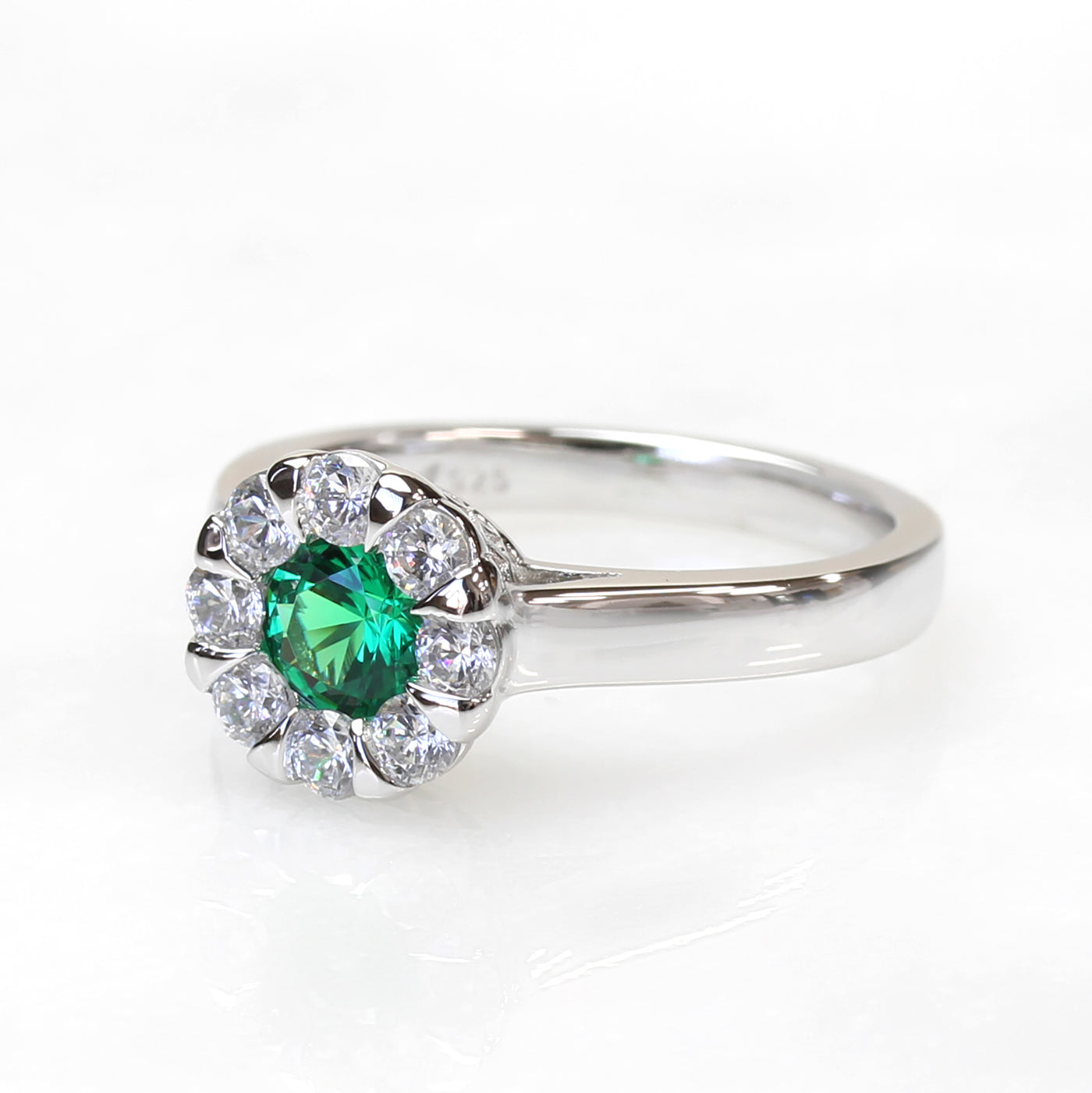 Serene Blossom: Emerald Promise Ring