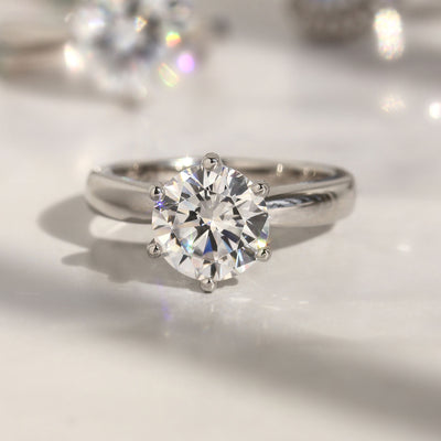Close-up of round brilliant-cut CZ stone in Next Light Solitaire Ring – clarity and elegance
