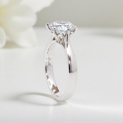 Side view of Eternal Blossom ring showing petal details
