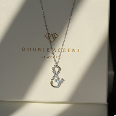 Anchor Infinity Penant Chain Necklace, Platinum Plated Sterling Silver