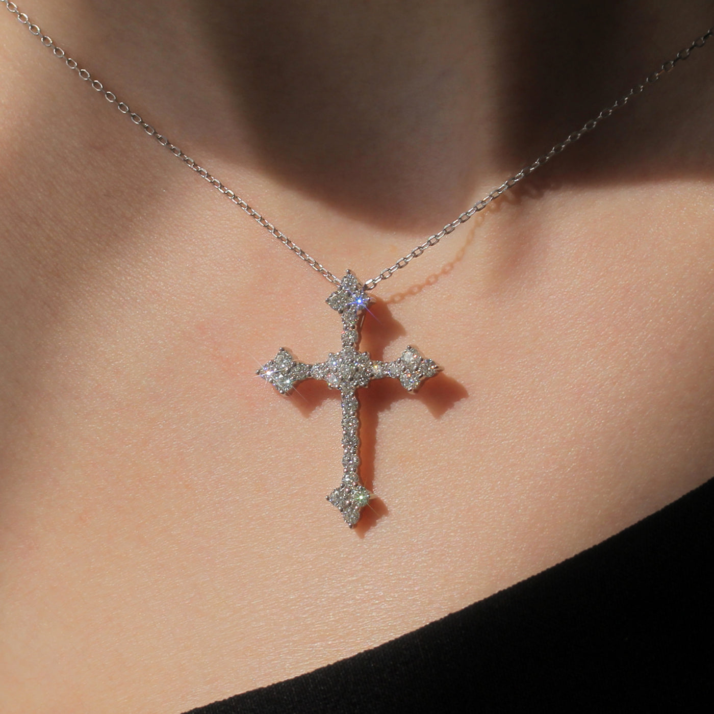 Victorian Diamond Cross Necklace