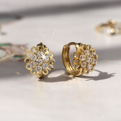 Gold Petal Huggie Earrings