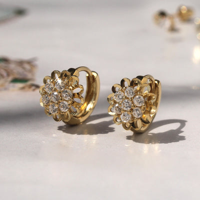 Gold Petal Huggie Earrings