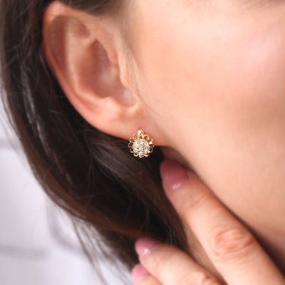 Gold Petal Huggie Earrings