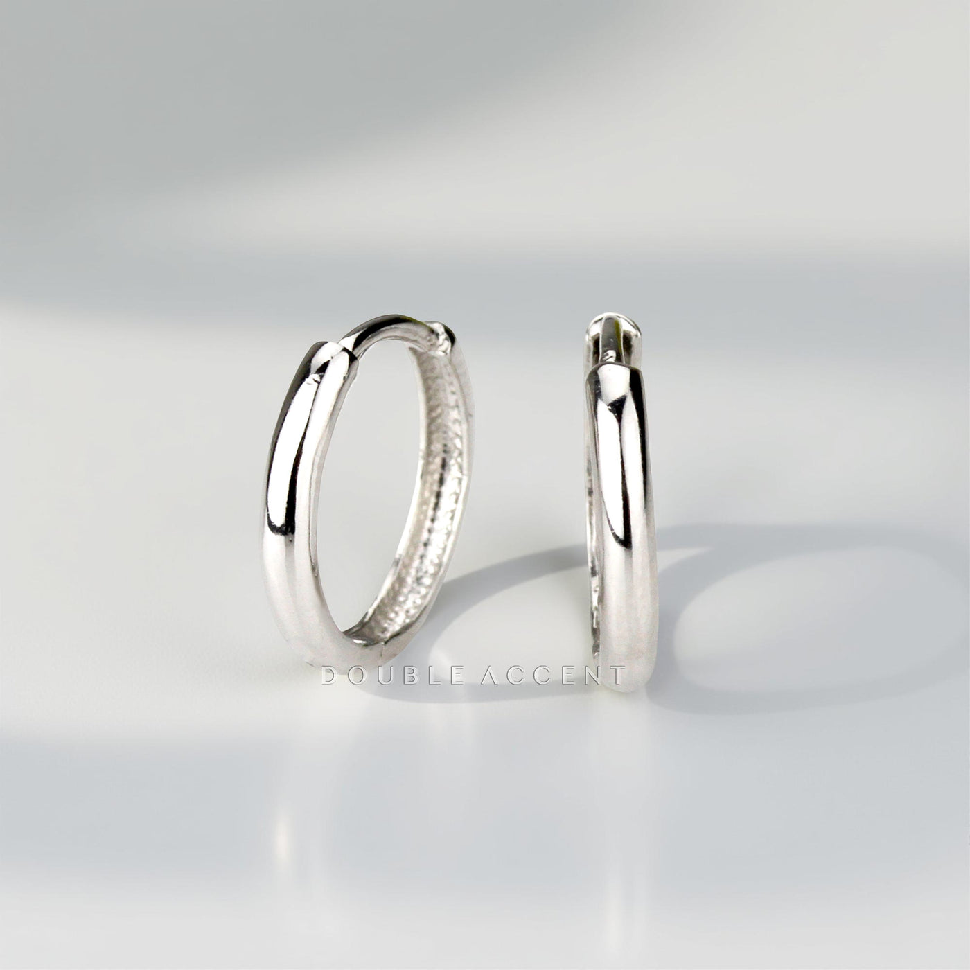 14K solid gold dome huggie hoops – minimalist style in four sizes