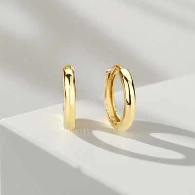 14K solid gold dome huggie hoops – minimalist style in four sizes