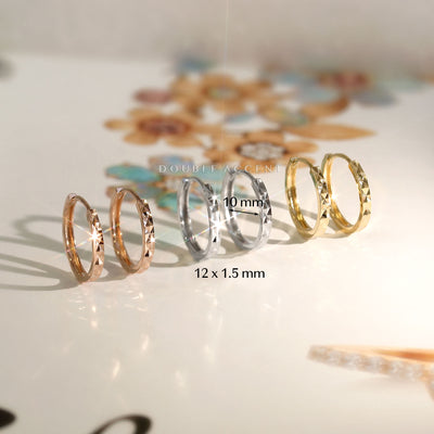 Light Aura Huggies in solid 14K gold