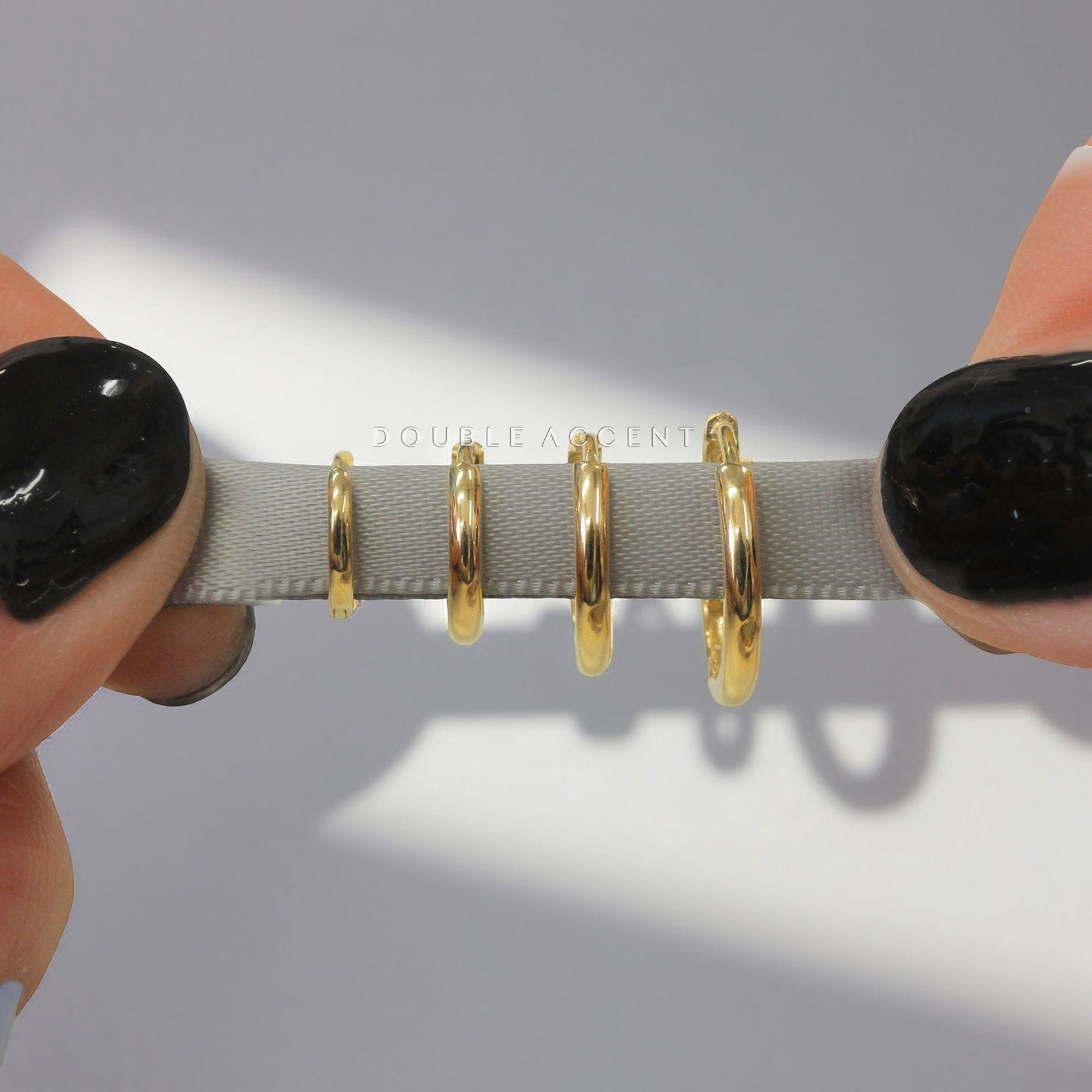 14K solid gold dome huggie hoops – minimalist style in four sizes