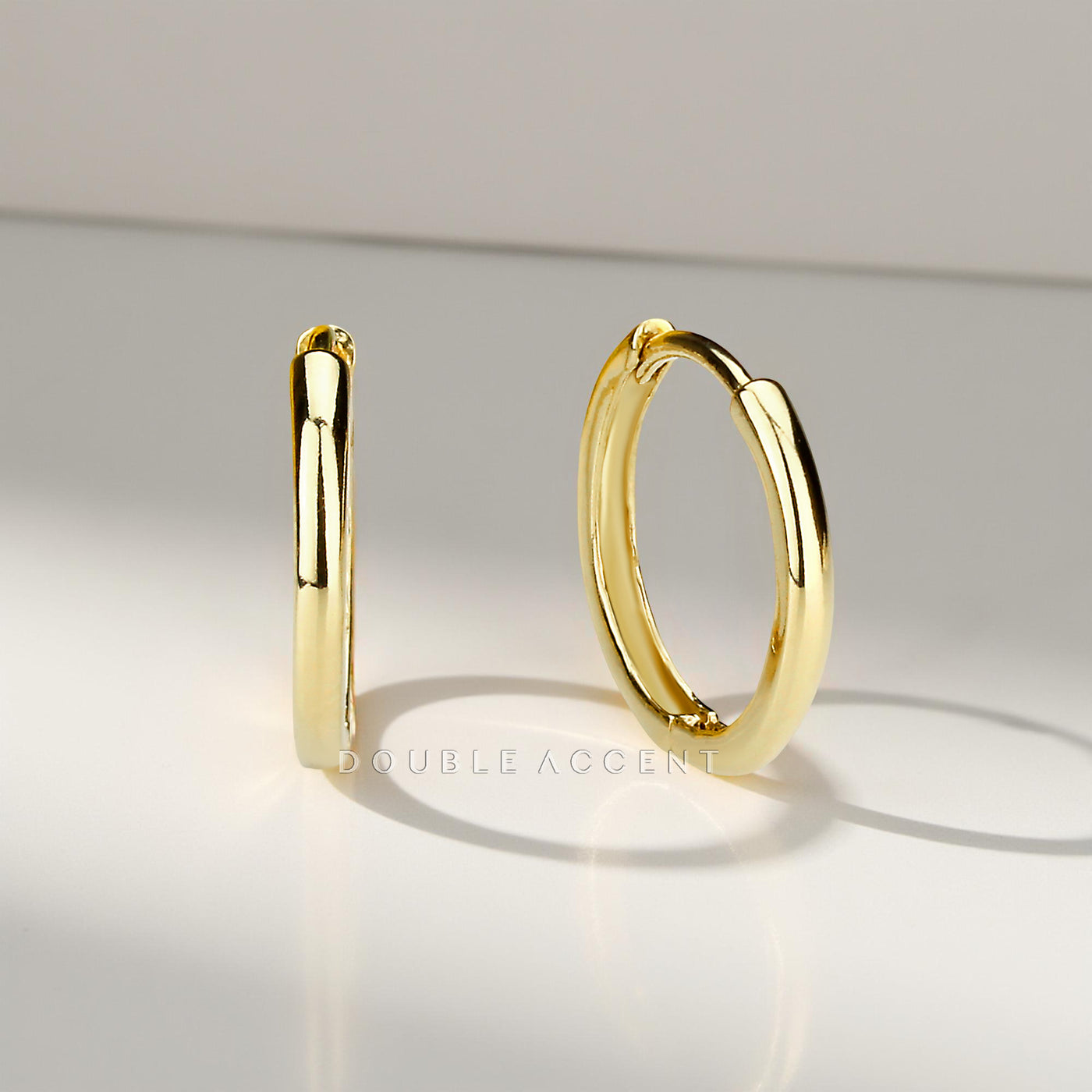 14K solid gold dome huggie hoops – minimalist style in four sizes