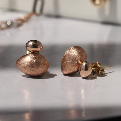 Shimmering Rose Gold Double Rock Earrings