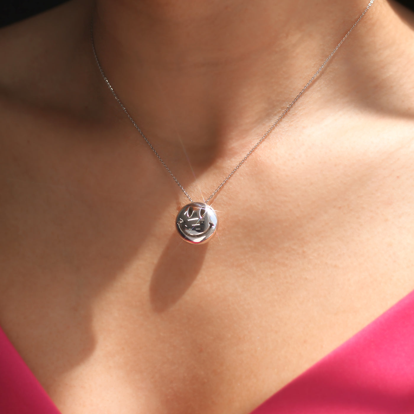 Radiate Joy with the Puffed Smiley Face Charm Necklace