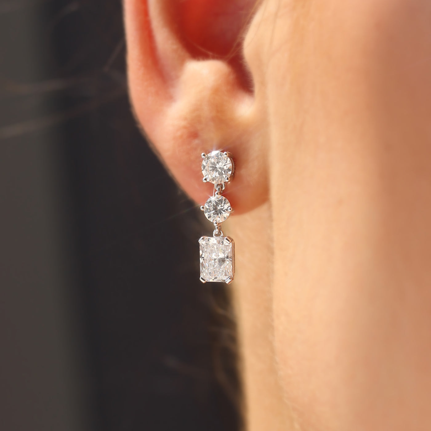 Trinity Radiant Diamond Earrings