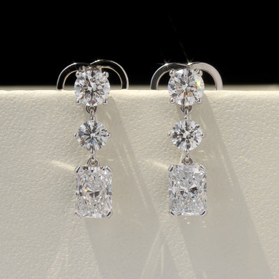 Trinity Radiant Diamond Earrings