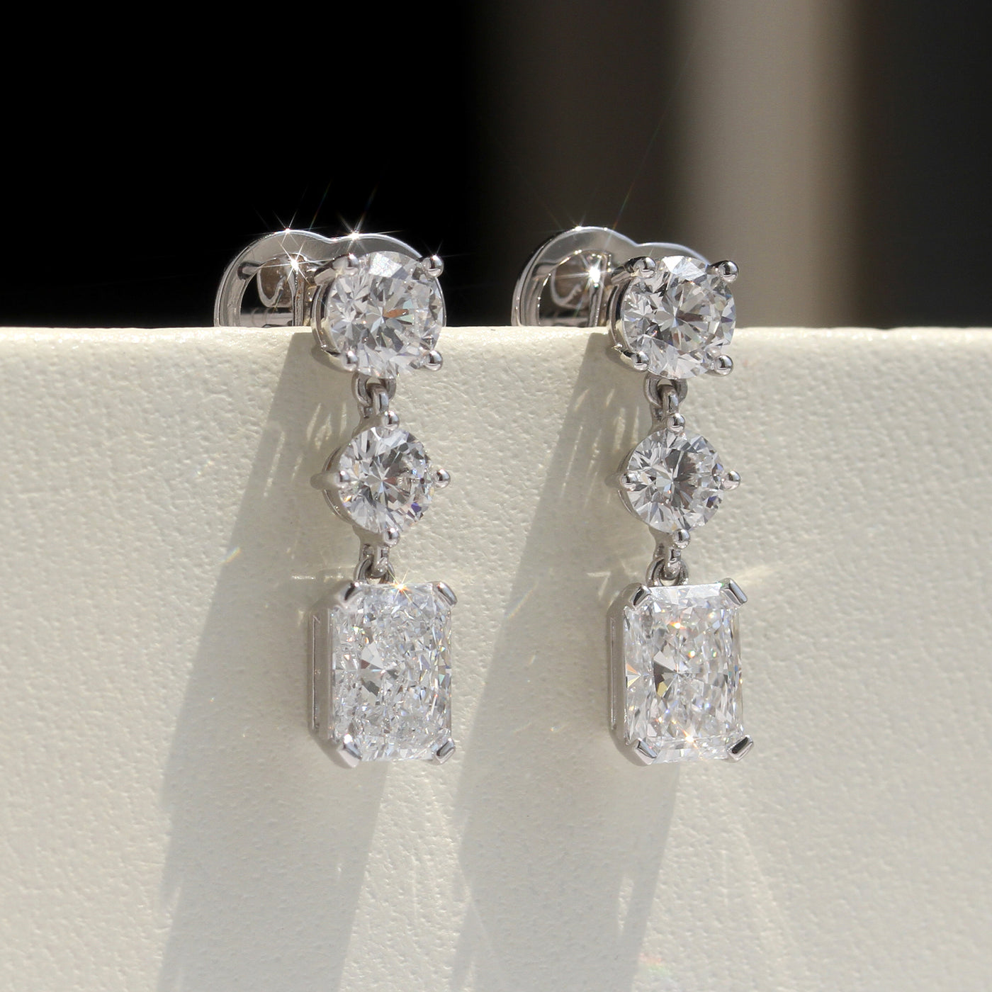 Trinity Radiant Diamond Earrings