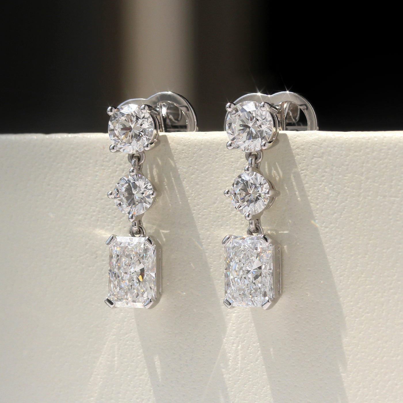 Trinity Radiant Diamond Earrings