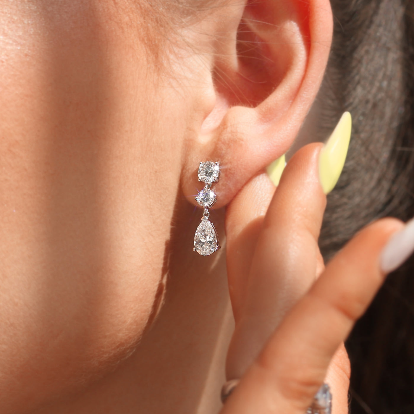 Trinity Teardrop Diamond Earrings