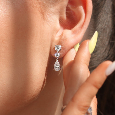 Trinity Teardrop Diamond Earrings