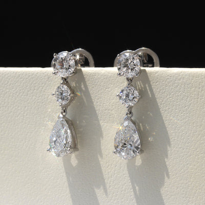 Trinity Teardrop Diamond Earrings