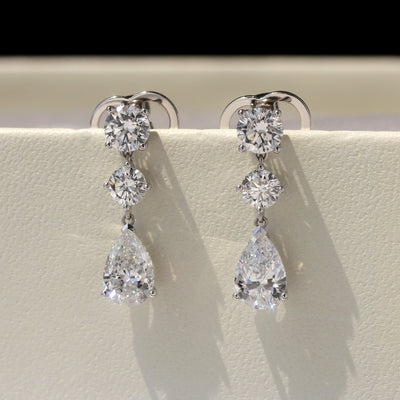 Trinity Teardrop Diamond Earrings