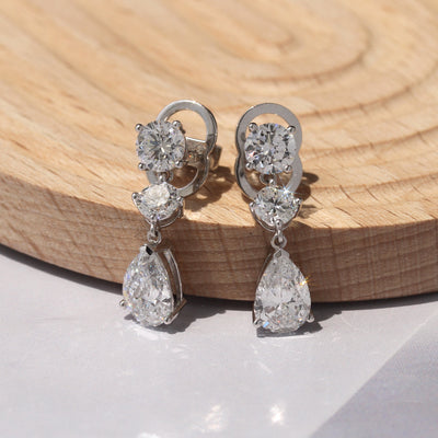 Trinity Teardrop Diamond Earrings