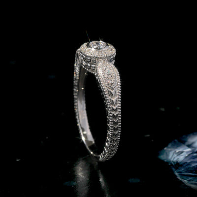 Sterling Silver Diamond Simulant Vintage Bezel Set Ring