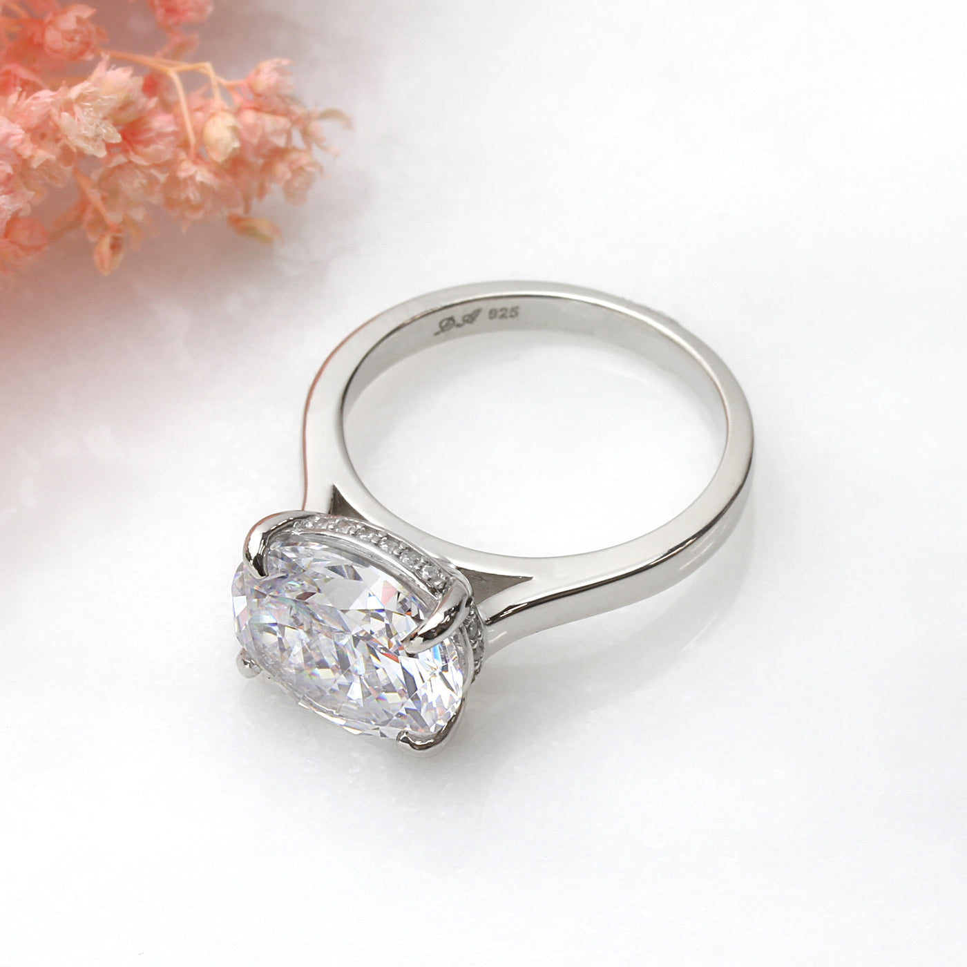 Oval Embrace Hidden Halo Ring