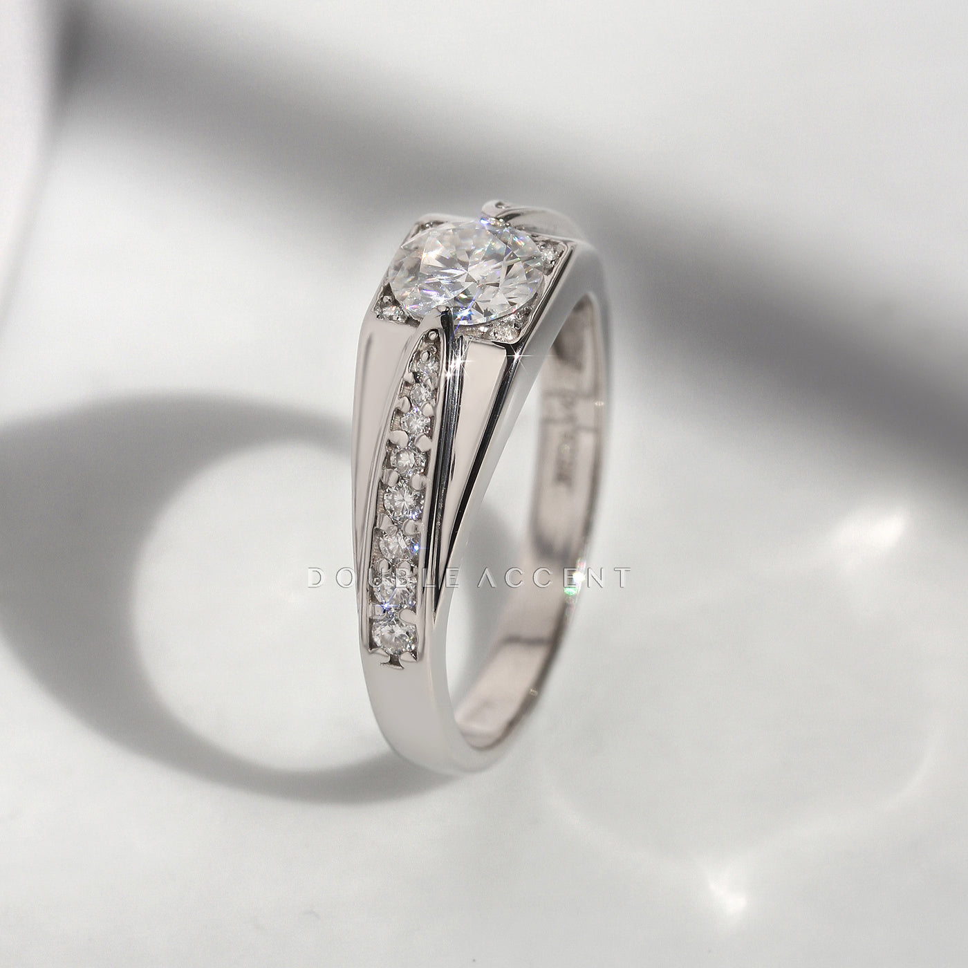 His Ring – Radiant Bond Ring with graduated channel-set accents