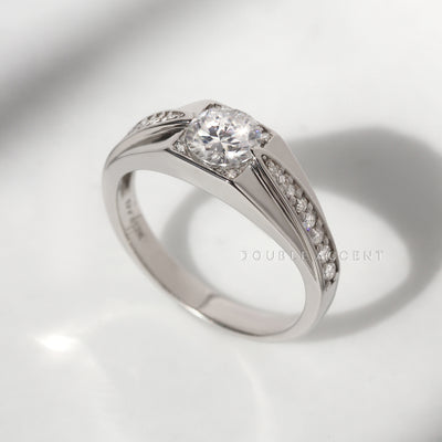 His Ring – Radiant Bond Ring with graduated channel-set accents
