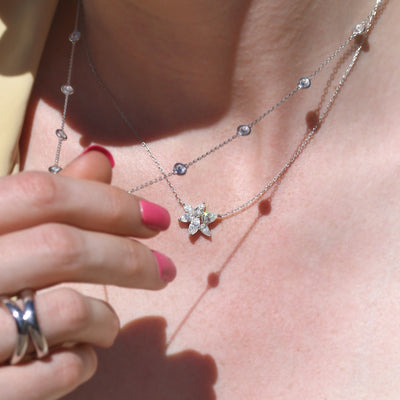 Sunlit Petals Moissanite Cluster Jewelry: Earrings and Necklace