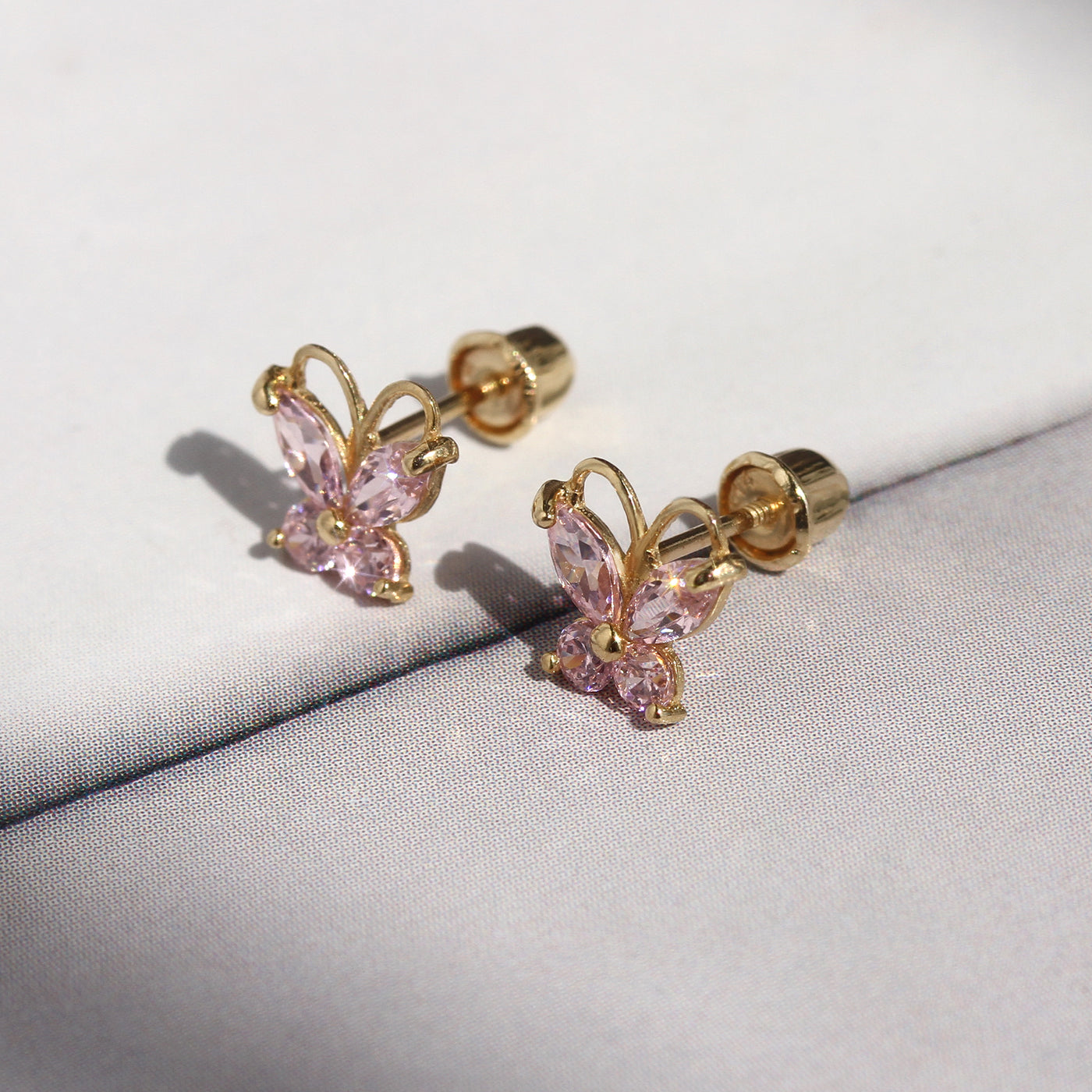 Solid 14K Gold Small Butterfly Cartilage Earrings