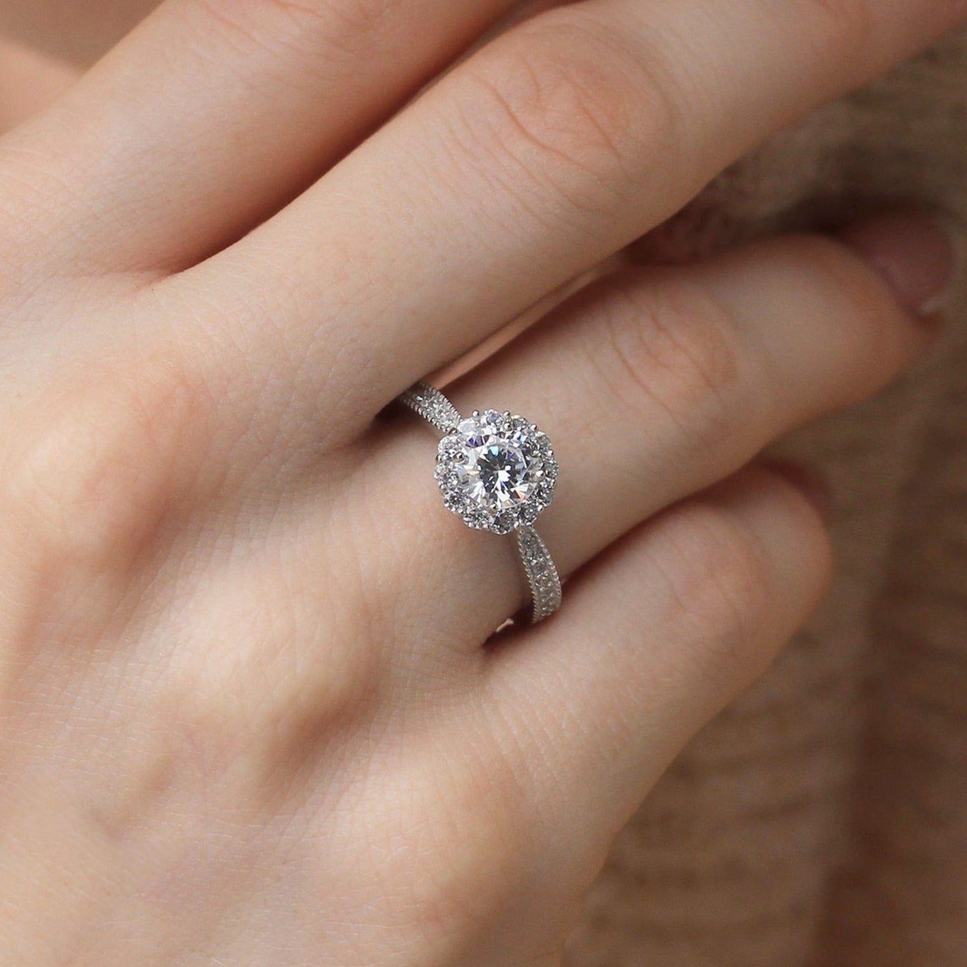 Elegant Vintage Halo Engagement Ring