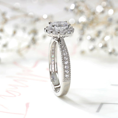 Elegant Vintage Halo Engagement Ring