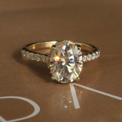 Lustrous Legacy: Hidden Halo 3 Carat Oval Ring