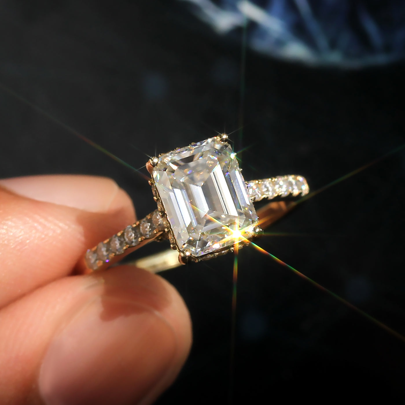 Lustrous Legacy: Hidden Halo 3 Carat Emerald Ring