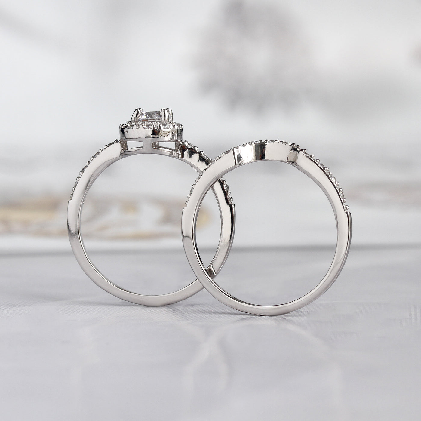 Petite Halo Ring Set