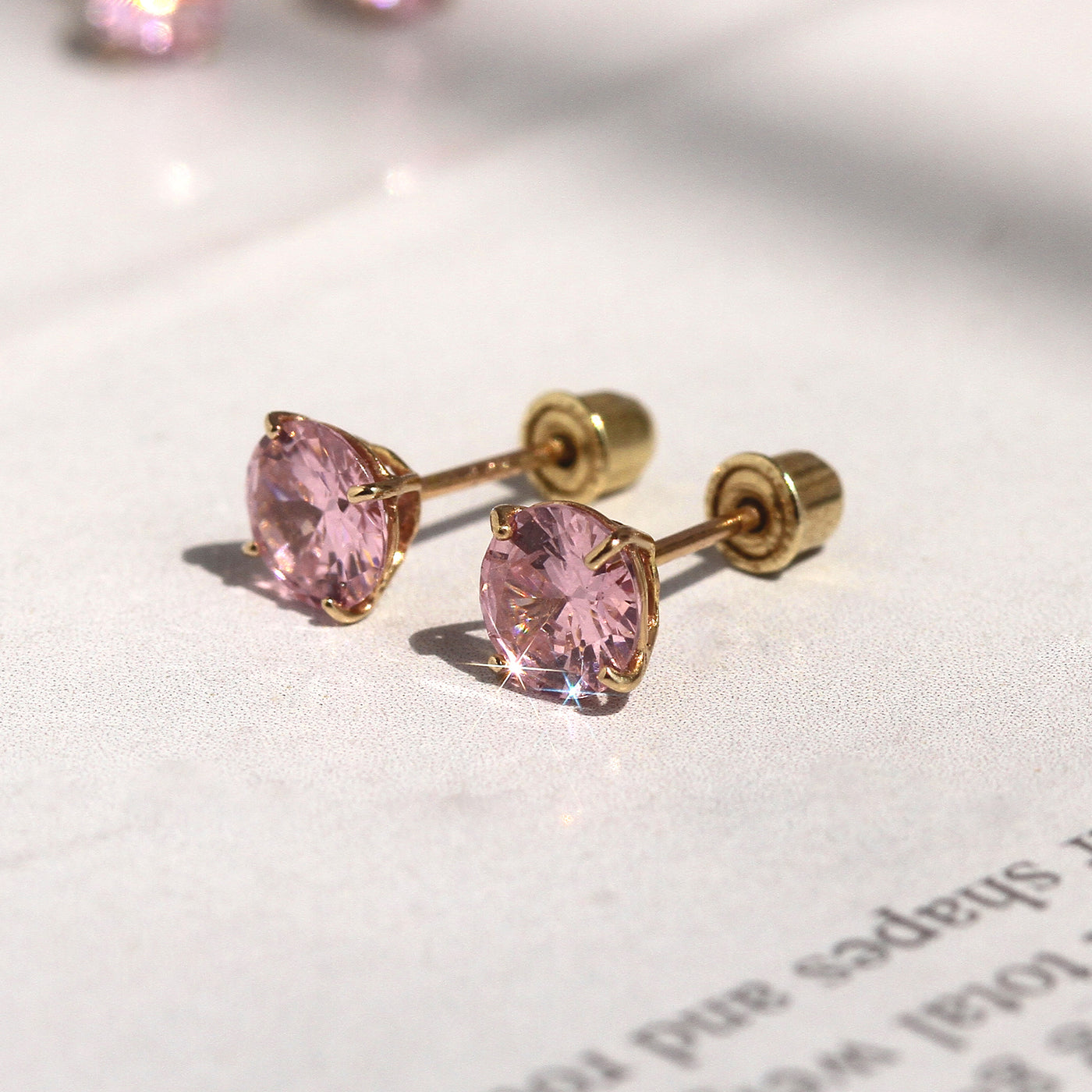 Pink Gemstone Stud Earrings