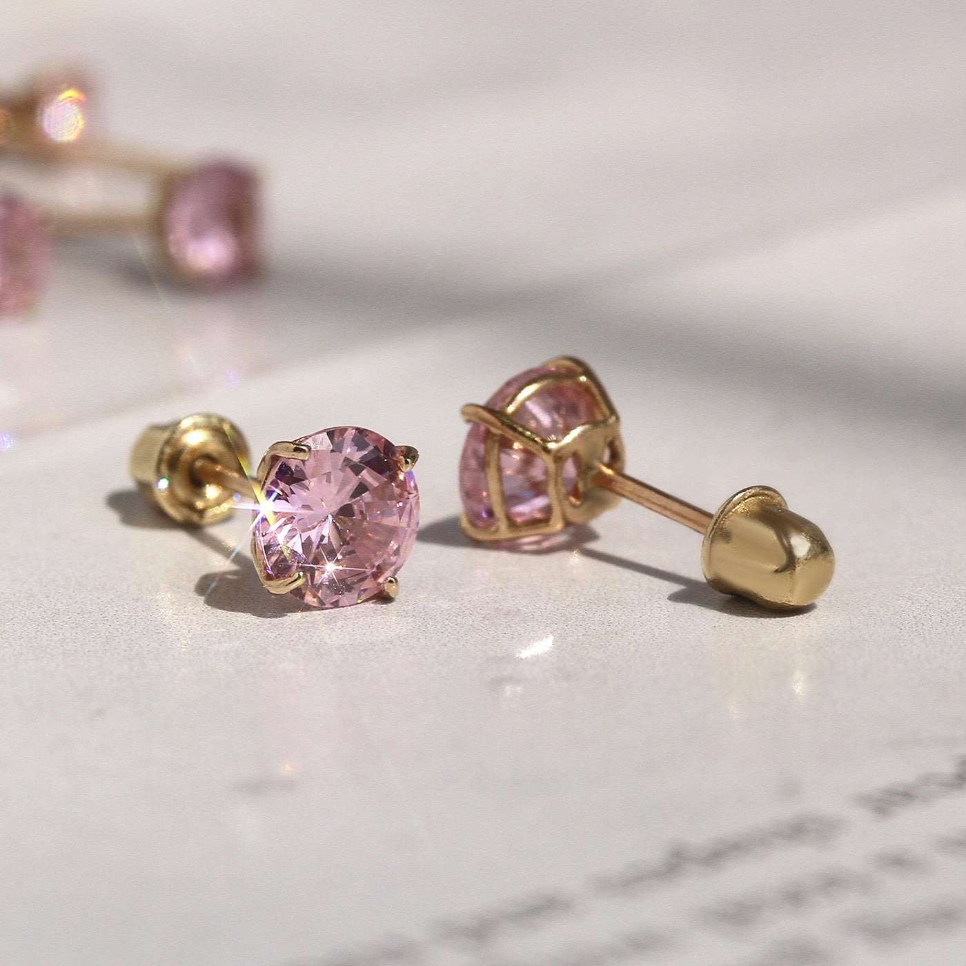 Pink Gemstone Stud Earrings