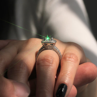 Unique Vintage Charm, Modern Brilliance: Square Halo Vintage Ornate Ring