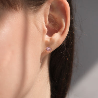 Pink Gemstone Stud Earrings