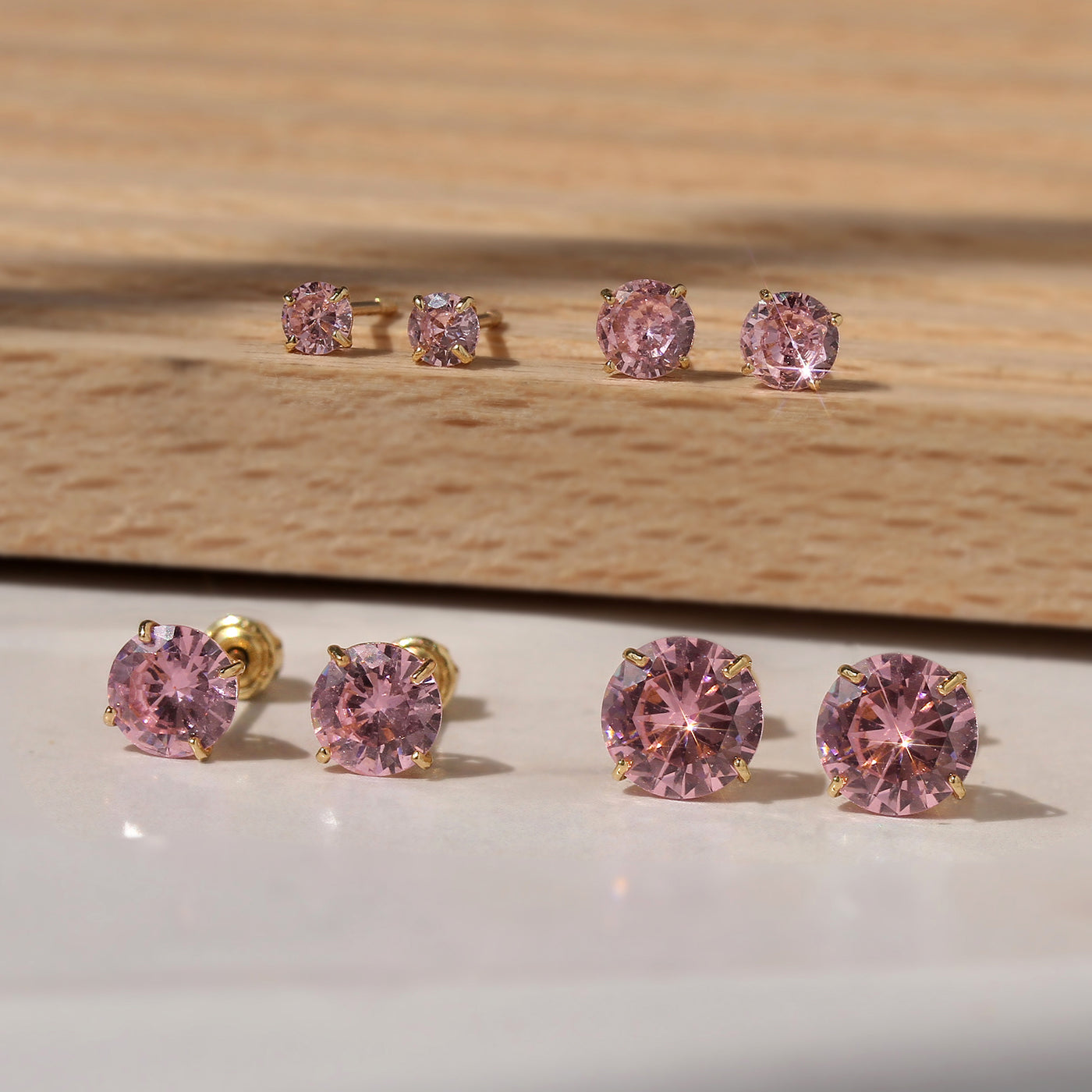 Pink Gemstone Stud Earrings