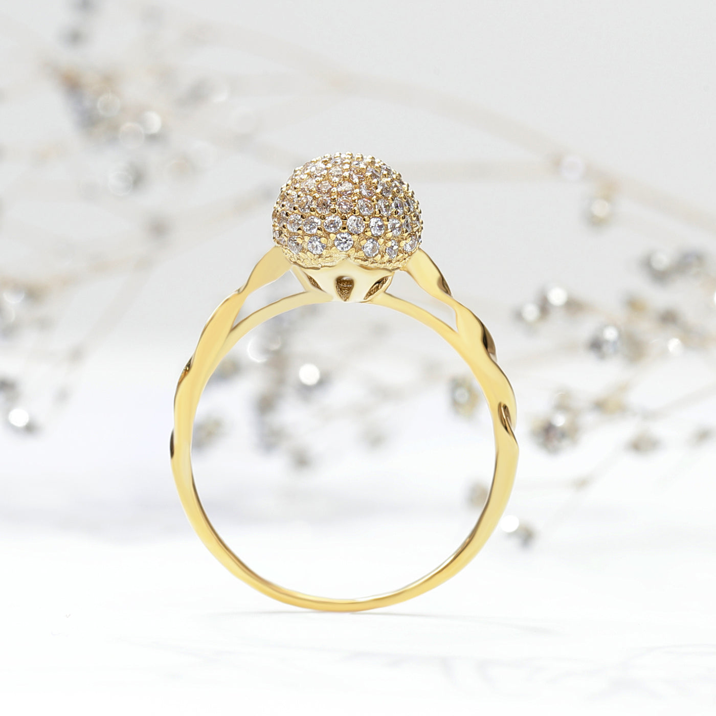 Elevated Elegance: Cluster Ball Ring