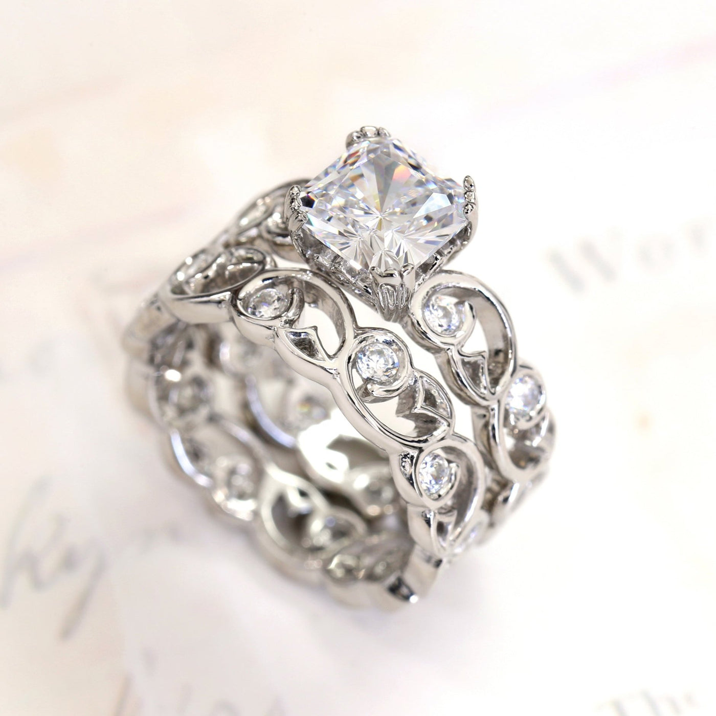 Cushion Cut Vintage Bridal Set