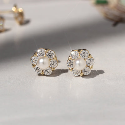 Tiny Freshwater Pearl Gold Studs