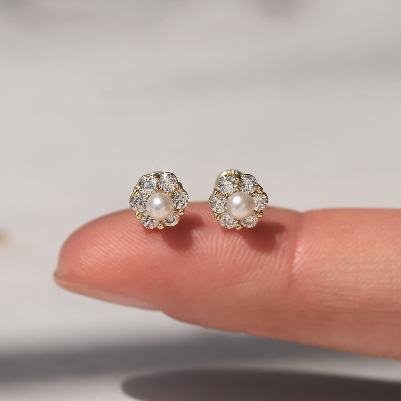 Tiny Freshwater Pearl Gold Studs