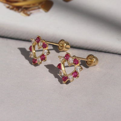 Ruby Open Heart Studs