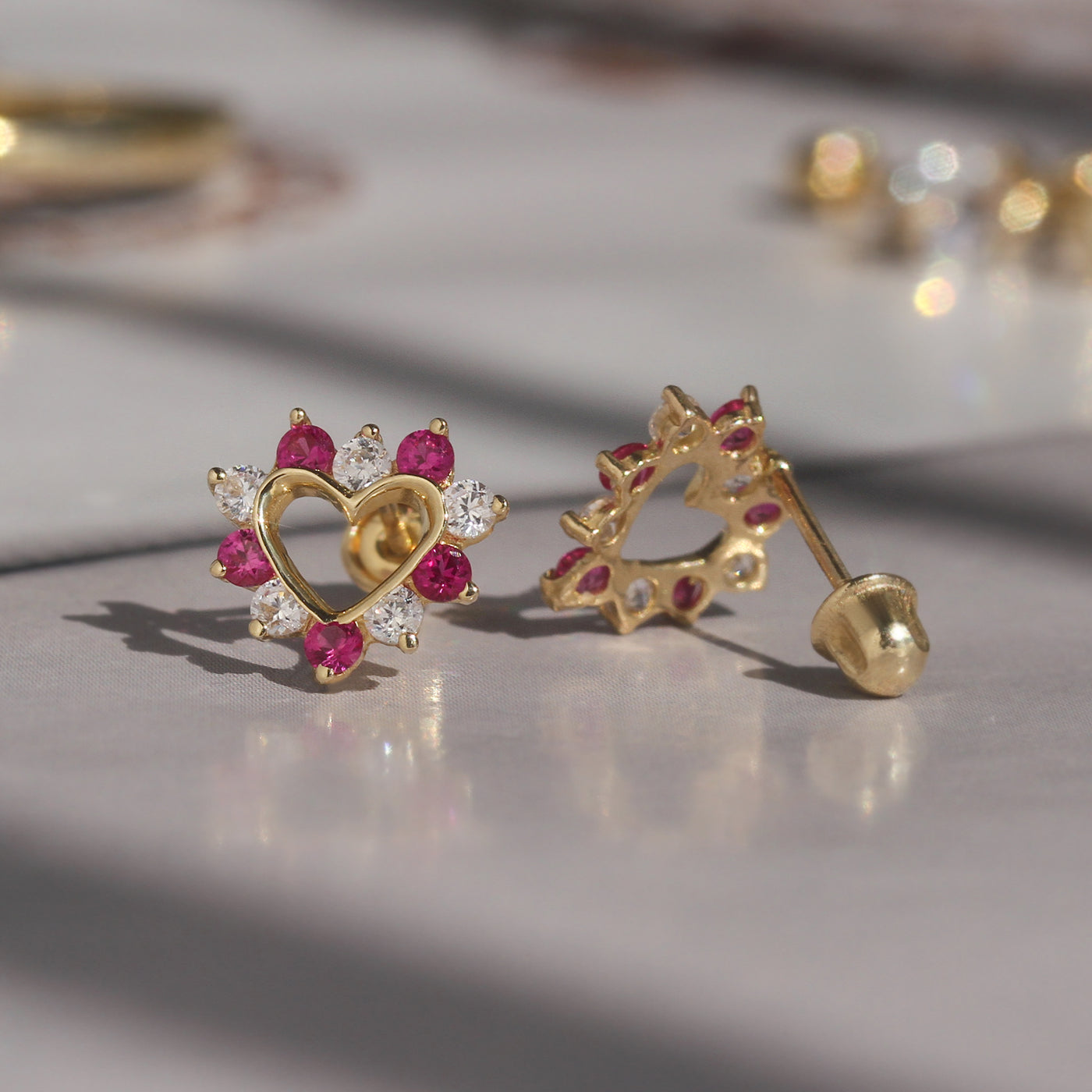 Ruby Open Heart Studs