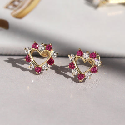 Ruby Open Heart Studs