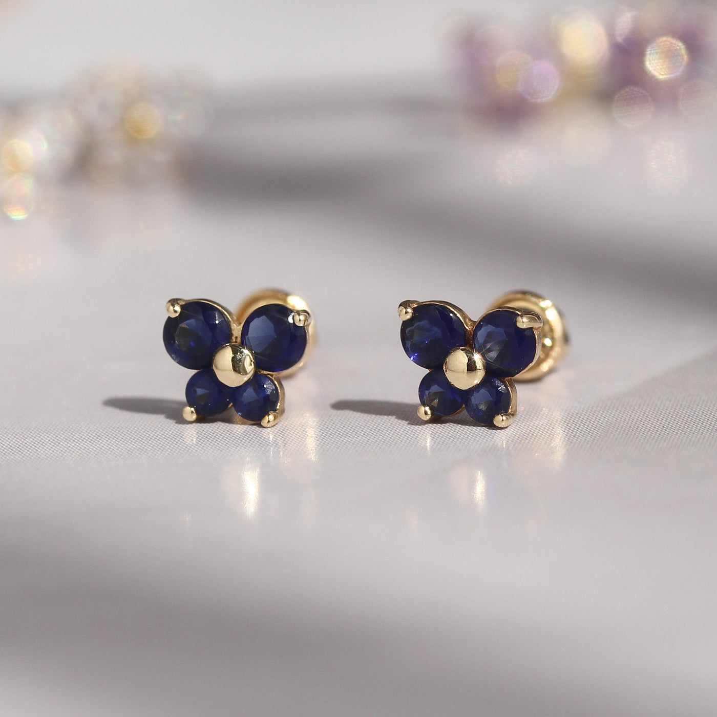 Radiant Gemstone Butterfly Studs